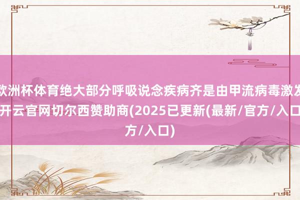 欧洲杯体育绝大部分呼吸说念疾病齐是由甲流病毒激发-开云官网切尔西赞助商(2025已更新(最新/官方/入口)