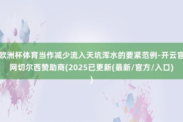 欧洲杯体育当作减少流入天坑浑水的要紧范例-开云官网切尔西赞助商(2025已更新(最新/官方/入口)